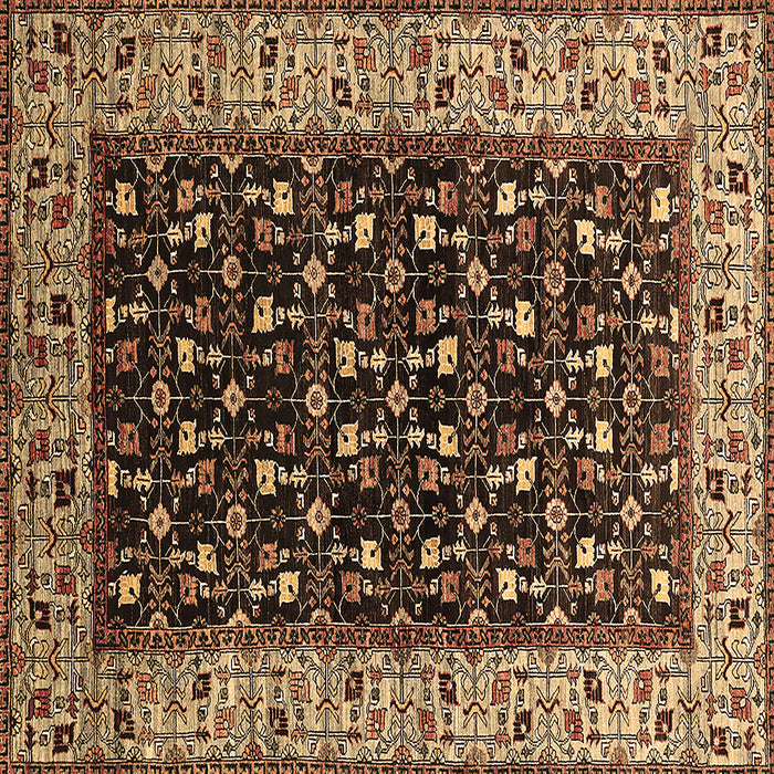 Square Machine Washable Oriental Brown Industrial Rug, wshurb1580brn