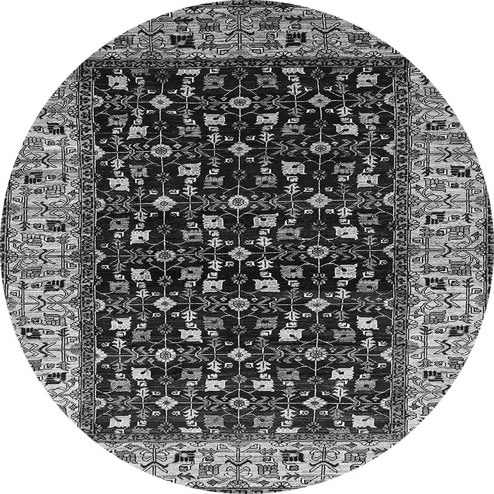Round Machine Washable Oriental Gray Industrial Rug, wshurb1580gry