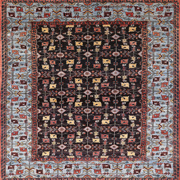 Square Mid-Century Modern Red Oriental Rug, urb1580