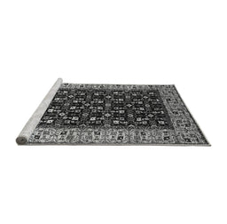 Sideview of Machine Washable Oriental Gray Industrial Rug, wshurb1580gry