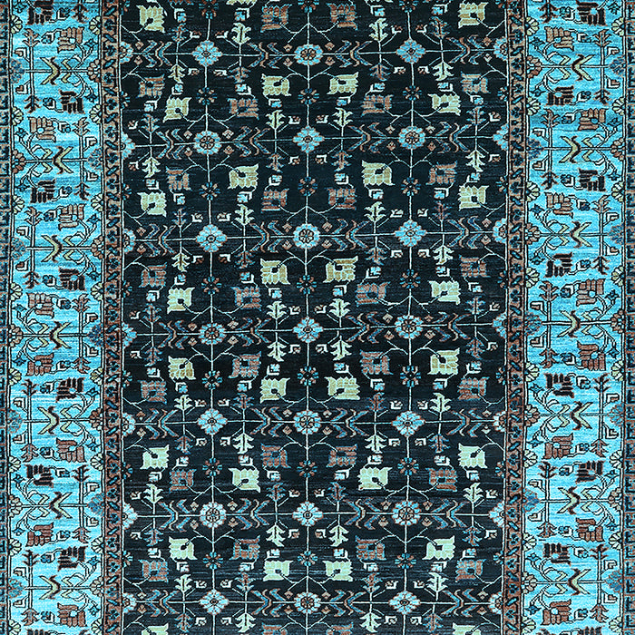 Machine Washable Oriental Light Blue Industrial Rug, wshurb1580lblu