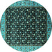 Round Oriental Turquoise Industrial Rug, urb1581turq