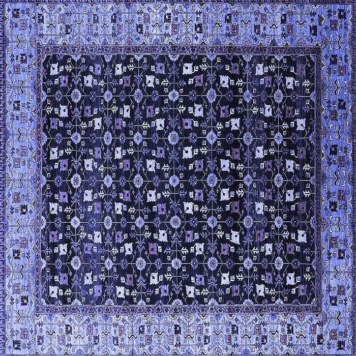 Square Machine Washable Oriental Blue Industrial Rug, wshurb1581blu