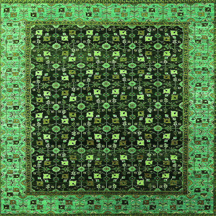 Square Oriental Green Industrial Rug, urb1581grn