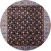 Round Machine Washable Industrial Modern Rosy Brown Pink Rug, wshurb1581