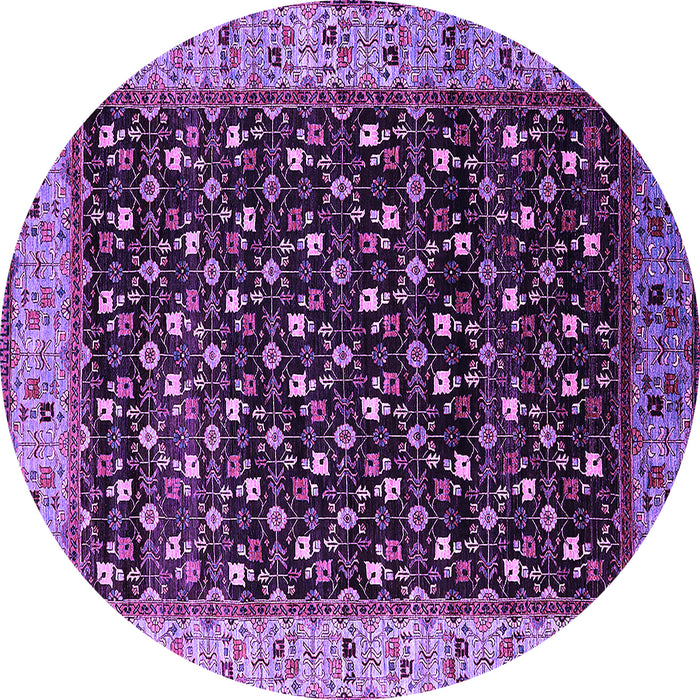 Round Machine Washable Oriental Purple Industrial Area Rugs, wshurb1581pur