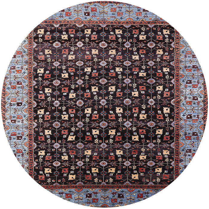 Round Mid-Century Modern Rosy Brown Pink Oriental Rug, urb1581
