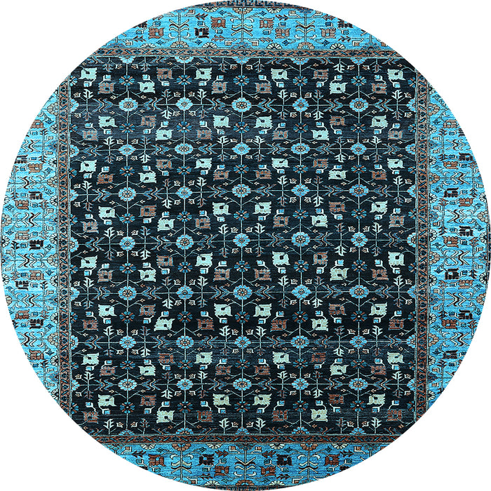Round Oriental Light Blue Industrial Rug, urb1581lblu