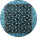 Round Oriental Light Blue Industrial Rug, urb1581lblu