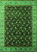 Machine Washable Oriental Green Industrial Area Rugs, wshurb1581grn