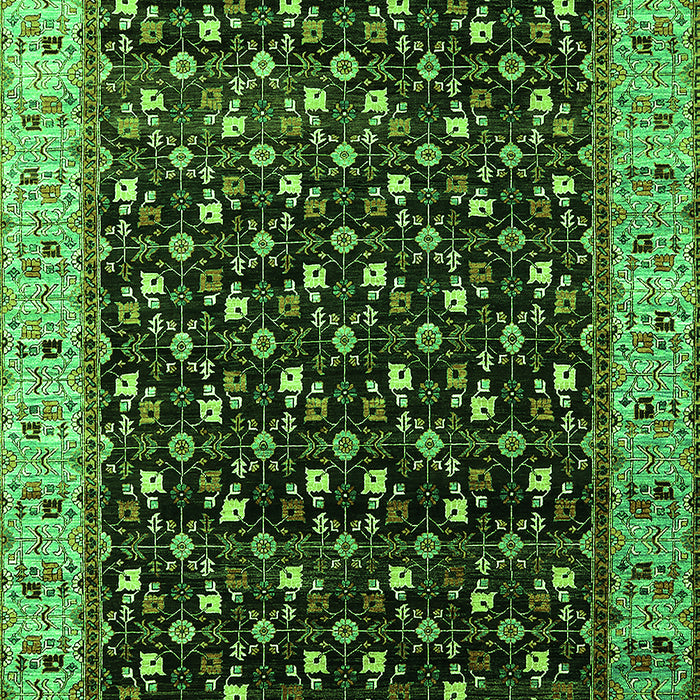 Machine Washable Oriental Green Industrial Area Rugs, wshurb1581grn