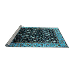 Sideview of Machine Washable Oriental Light Blue Industrial Rug, wshurb1581lblu