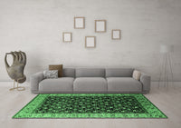 Machine Washable Oriental Emerald Green Industrial Rug, wshurb1581emgrn