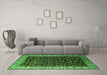 Machine Washable Oriental Green Industrial Area Rugs in a Living Room,, wshurb1581grn