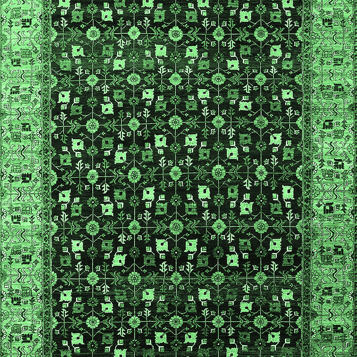 Machine Washable Oriental Emerald Green Industrial Area Rugs, wshurb1581emgrn