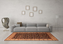 Machine Washable Oriental Orange Industrial Area Rugs in a Living Room, wshurb1581org