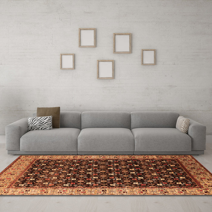 Machine Washable Oriental Orange Industrial Area Rugs in a Living Room, wshurb1581org