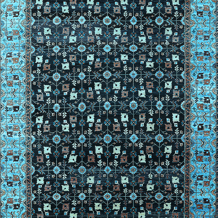 Machine Washable Oriental Light Blue Industrial Rug, wshurb1581lblu