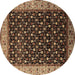 Round Oriental Brown Industrial Rug, urb1581brn