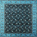 Square Machine Washable Oriental Light Blue Industrial Rug, wshurb1581lblu