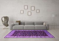 Machine Washable Oriental Purple Industrial Rug, wshurb1581pur