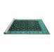 Sideview of Machine Washable Oriental Turquoise Industrial Area Rugs, wshurb1581turq