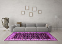 Machine Washable Oriental Pink Industrial Rug, wshurb1581pnk