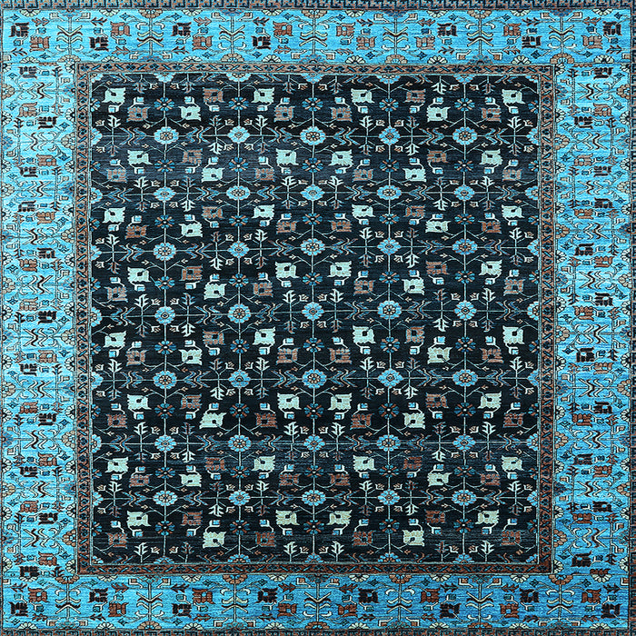 Square Oriental Light Blue Industrial Rug, urb1581lblu