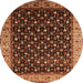 Round Machine Washable Oriental Orange Industrial Area Rugs, wshurb1581org