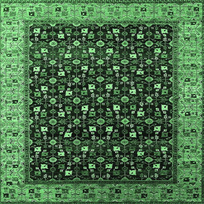 Square Oriental Emerald Green Industrial Rug, urb1581emgrn