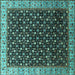 Square Oriental Turquoise Industrial Rug, urb1582turq