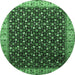 Round Oriental Emerald Green Industrial Rug, urb1582emgrn