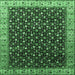 Square Oriental Emerald Green Industrial Rug, urb1582emgrn