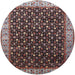 Round Mid-Century Modern Rosy Brown Pink Oriental Rug, urb1582