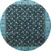 Round Machine Washable Oriental Light Blue Industrial Rug, wshurb1582lblu