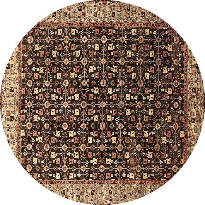 Round Oriental Brown Industrial Rug, urb1582brn