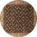 Round Oriental Brown Industrial Rug, urb1582brn