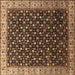 Square Machine Washable Oriental Brown Industrial Rug, wshurb1582brn