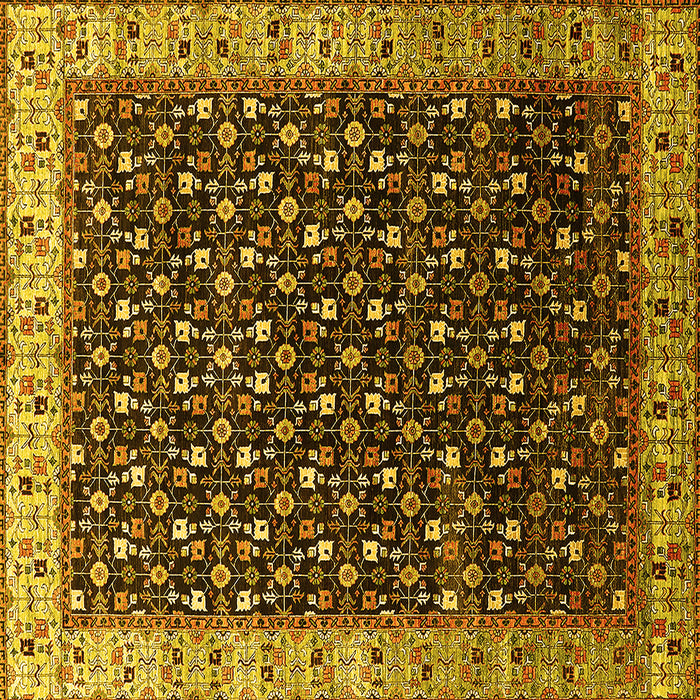Square Machine Washable Oriental Yellow Industrial Rug, wshurb1582yw