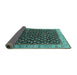 Sideview of Oriental Turquoise Industrial Rug, urb1582turq