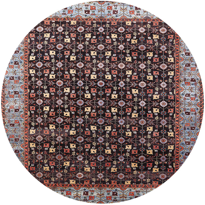 Round Machine Washable Industrial Modern Rosy Brown Pink Rug, wshurb1582