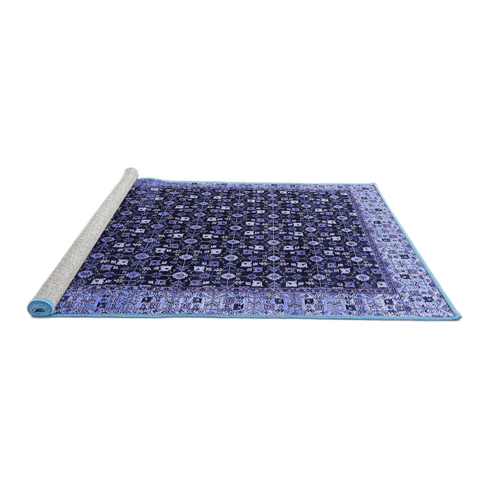 Sideview of Machine Washable Oriental Blue Industrial Rug, wshurb1582blu