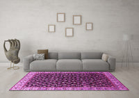 Machine Washable Oriental Pink Industrial Rug, wshurb1582pnk