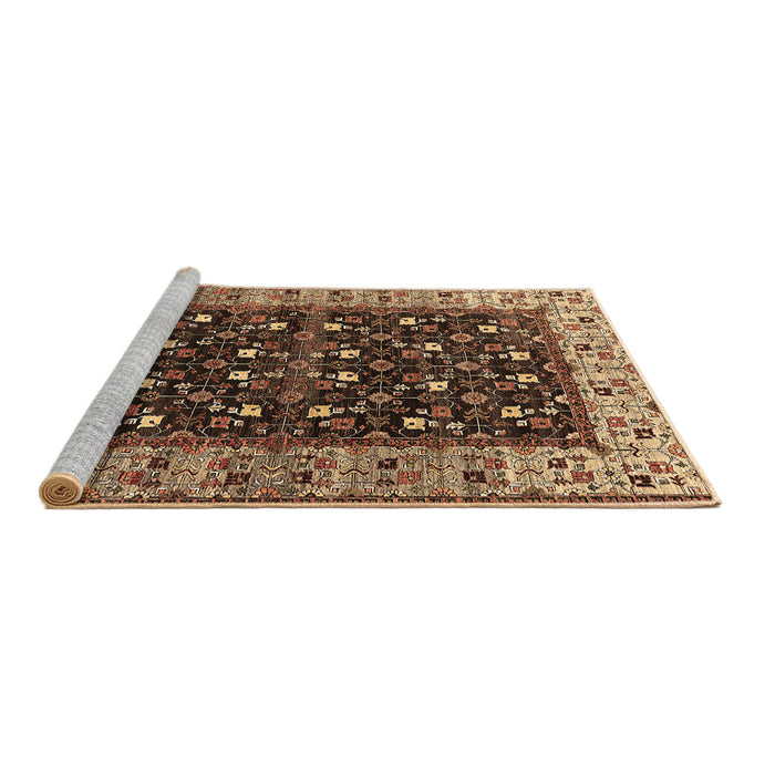 Sideview of Machine Washable Oriental Brown Industrial Rug, wshurb1583brn