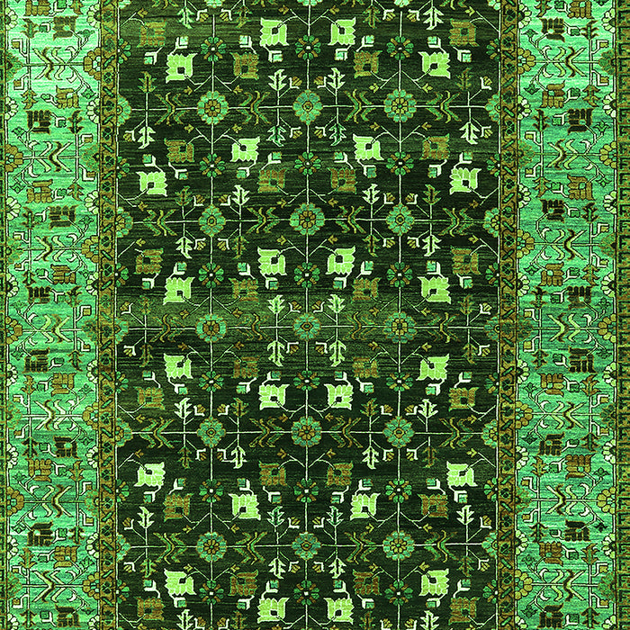 Machine Washable Oriental Green Industrial Area Rugs, wshurb1583grn