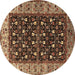 Round Oriental Brown Industrial Rug, urb1583brn