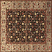 Square Machine Washable Oriental Brown Industrial Rug, wshurb1583brn