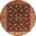 Round Machine Washable Oriental Orange Industrial Area Rugs, wshurb1583org