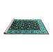 Sideview of Machine Washable Oriental Turquoise Industrial Area Rugs, wshurb1583turq