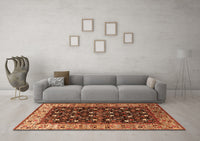 Machine Washable Oriental Orange Industrial Rug, wshurb1583org